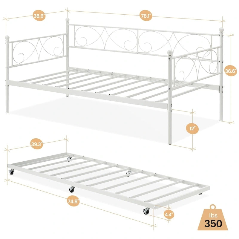 Tweepersoons Divanbed met Uitschuifbaar Bedframe