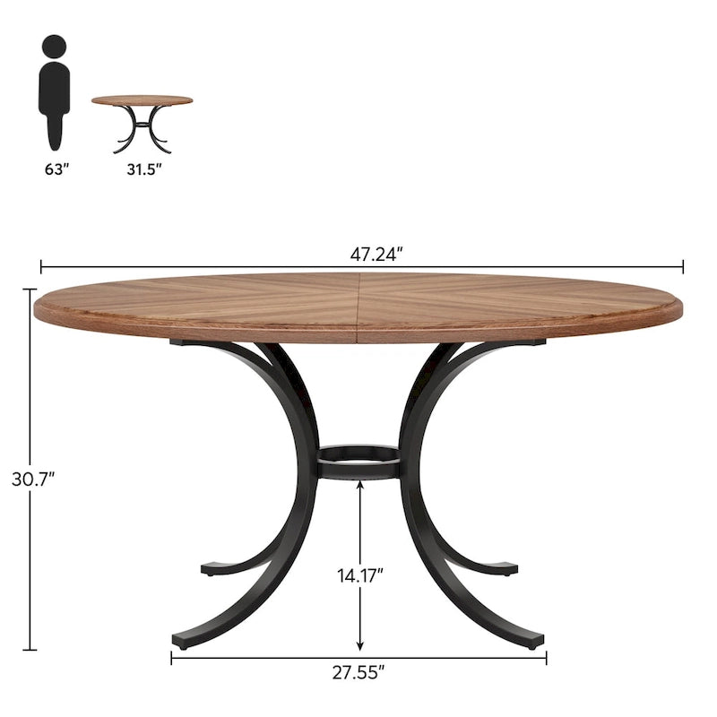 Ronde eettafel van 47 inch, geschikt voor 4–6 personen