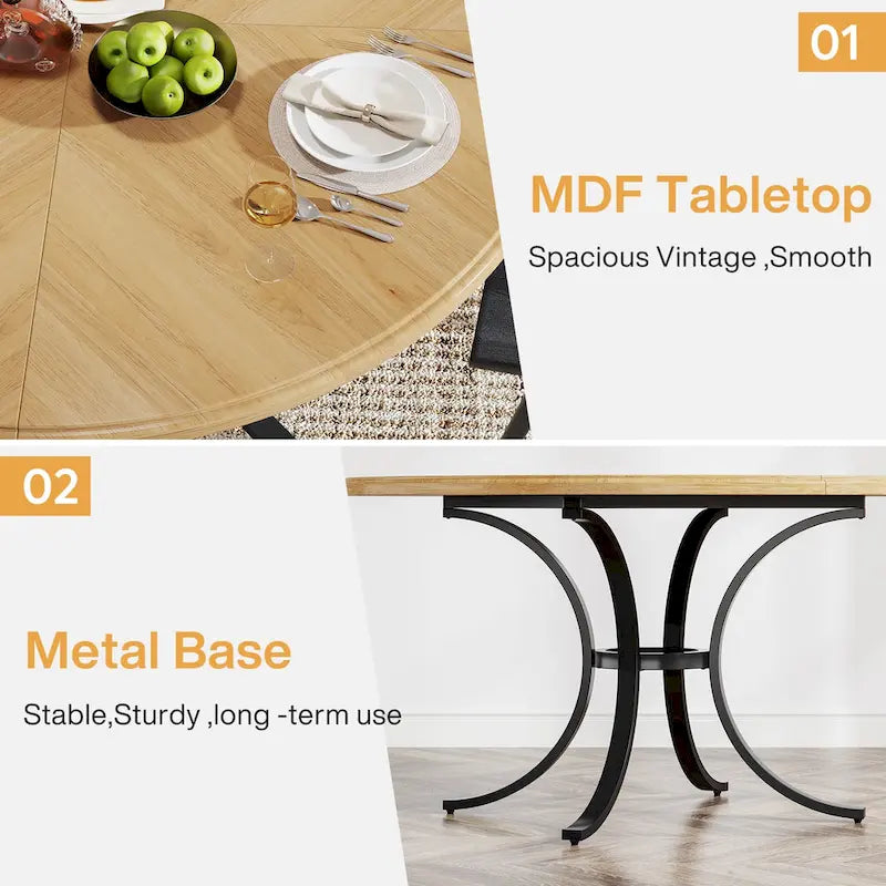 Ronde eettafel van 47 inch, geschikt voor 4–6 personen