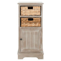 Zwart opbergkastje met rieten manden (verouderde look) - 40,6B x 30,5D x 88,9H cm