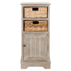 Zwart opbergkastje met rieten manden (verouderde look) - 40,6B x 30,5D x 88,9H cm