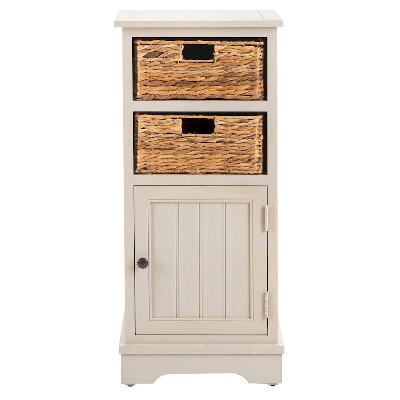 Zwart opbergkastje met rieten manden (verouderde look) - 40,6B x 30,5D x 88,9H cm