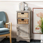Zwart opbergkastje met rieten manden (verouderde look) - 40,6B x 30,5D x 88,9H cm