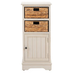 Zwart opbergkastje met rieten manden (verouderde look) - 40,6B x 30,5D x 88,9H cm