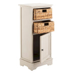 Zwart opbergkastje met rieten manden (verouderde look) - 40,6B x 30,5D x 88,9H cm