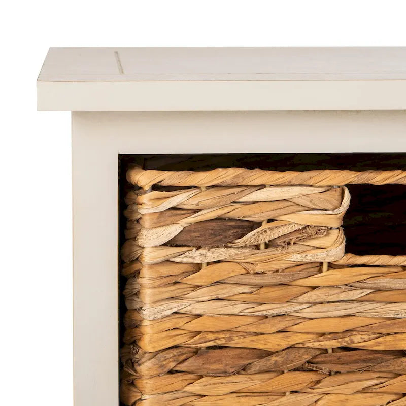 Zwart opbergkastje met rieten manden (verouderde look) - 40,6B x 30,5D x 88,9H cm