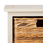 Zwart opbergkastje met rieten manden (verouderde look) - 40,6B x 30,5D x 88,9H cm