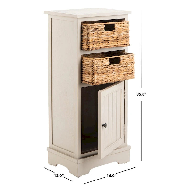 Zwart opbergkastje met rieten manden (verouderde look) - 40,6B x 30,5D x 88,9H cm