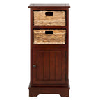 Zwart opbergkastje met rieten manden (verouderde look) - 40,6B x 30,5D x 88,9H cm