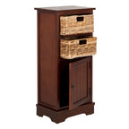 Zwart opbergkastje met rieten manden (verouderde look) - 40,6B x 30,5D x 88,9H cm