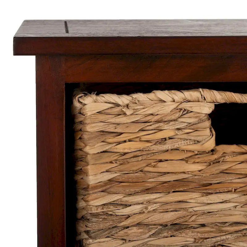 Zwart opbergkastje met rieten manden (verouderde look) - 40,6B x 30,5D x 88,9H cm