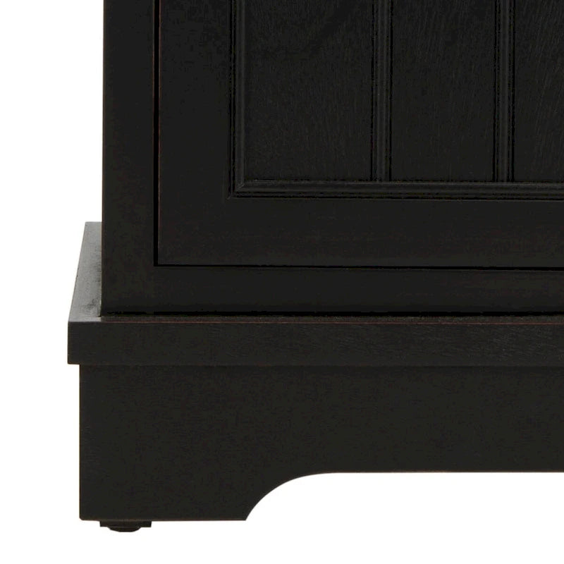 Zwart opbergkastje met rieten manden (verouderde look) - 40,6B x 30,5D x 88,9H cm