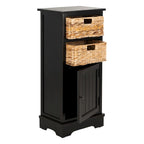 Zwart opbergkastje met rieten manden (verouderde look) - 40,6B x 30,5D x 88,9H cm