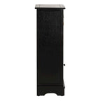 Zwart opbergkastje met rieten manden (verouderde look) - 40,6B x 30,5D x 88,9H cm