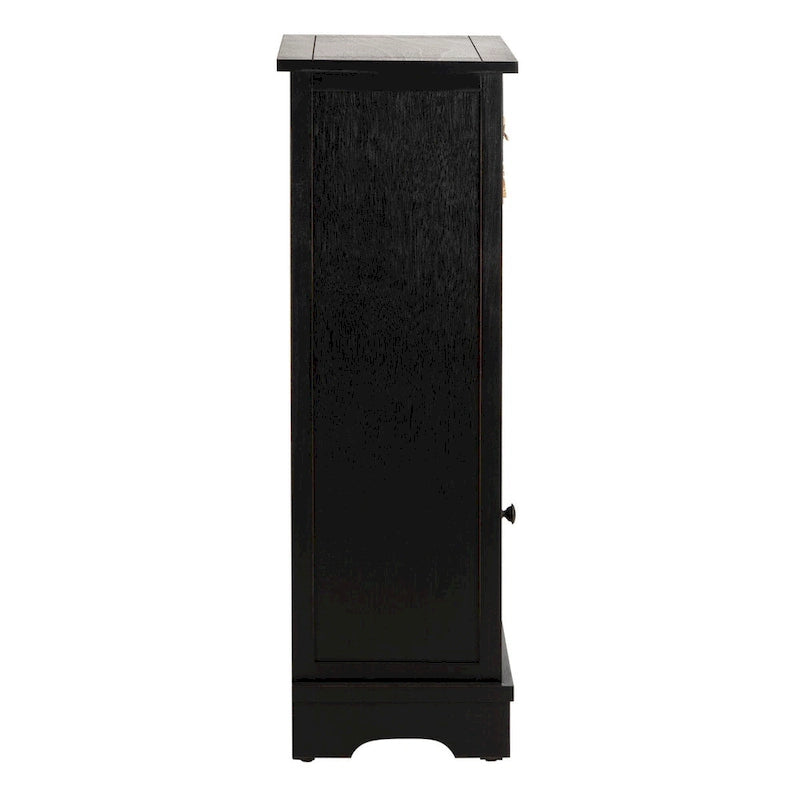 Zwart opbergkastje met rieten manden (verouderde look) - 40,6B x 30,5D x 88,9H cm
