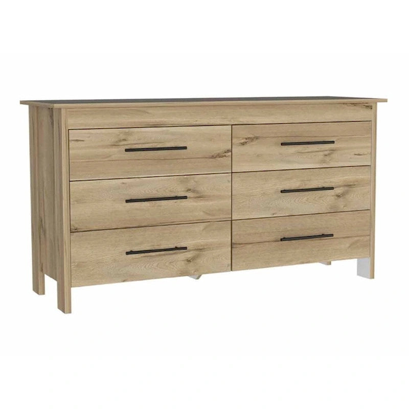 6-Laden Rechthoekige Commode – Licht Eiken en Wit