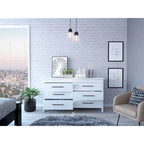 6-Laden Rechthoekige Commode – Licht Eiken en Wit