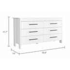 6-Laden Rechthoekige Commode – Licht Eiken en Wit
