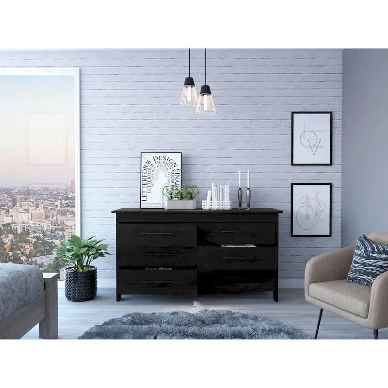 6-Laden Rechthoekige Commode – Licht Eiken en Wit