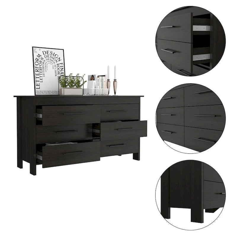 6-Laden Rechthoekige Commode – Licht Eiken en Wit