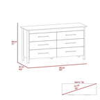 6-Laden Rechthoekige Commode – Licht Eiken en Wit