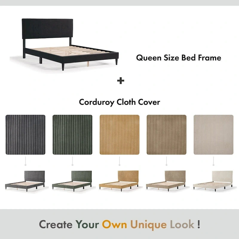 Queensize Corduroy Bedovertrek – Alleen Hoofdeinde & Frame Overtrek