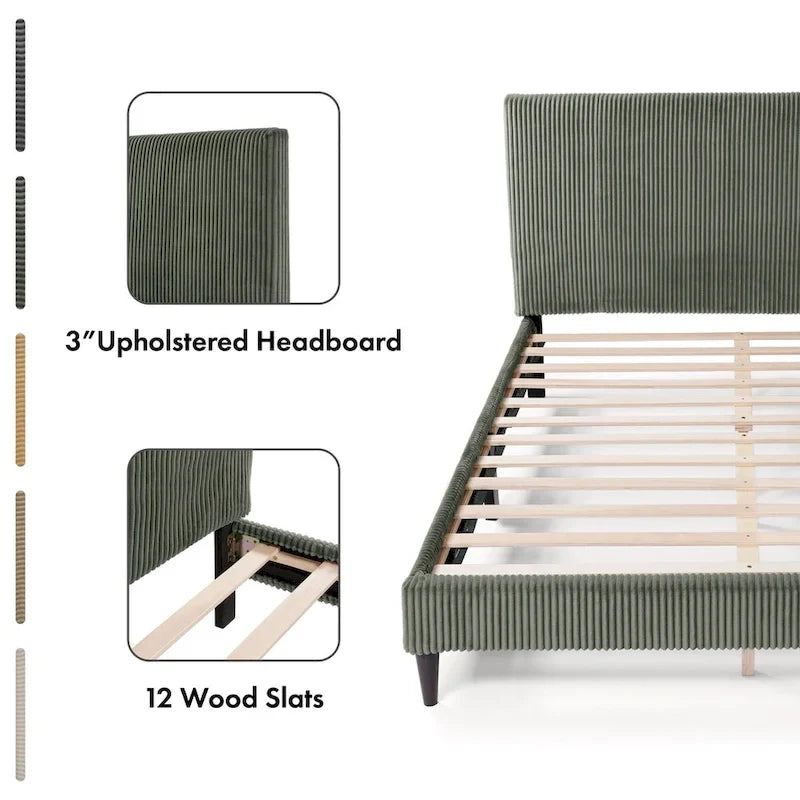 Queensize Corduroy Bedovertrek – Alleen Hoofdeinde & Frame Overtrek