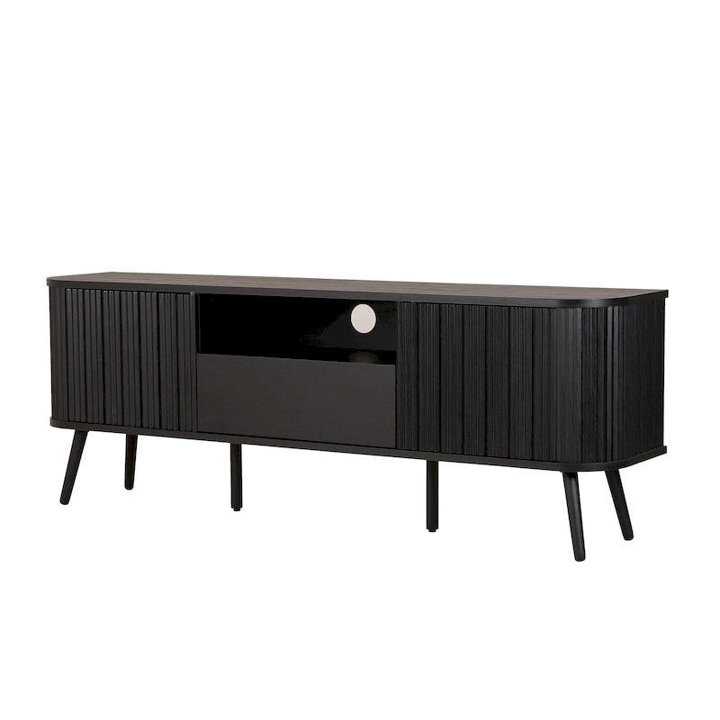 70 inch gebogen tv-meubel met lade en opbergdeuren