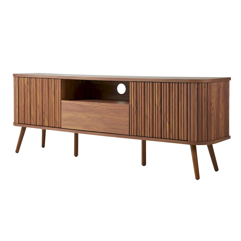 Finley 70 in. Farmhouse Curved TV Stand with Drawer and Storage Doors Fits TVs up to 75 in. with Cable Management, by JONATHAN Y