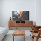 70 inch gebogen tv-meubel met lade en opbergdeuren