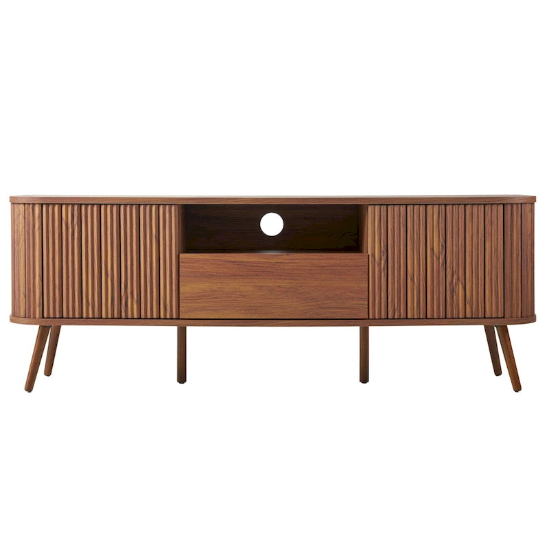 70 inch gebogen tv-meubel met lade en opbergdeuren