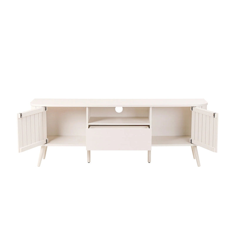 70 inch gebogen tv-meubel met lade en opbergdeuren