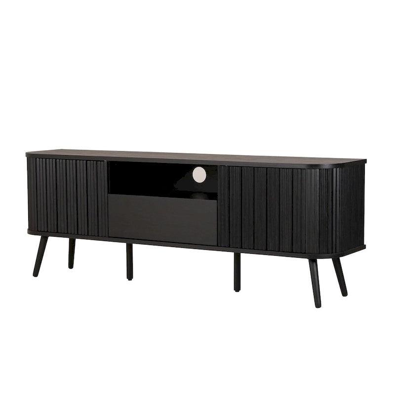 70 inch gebogen tv-meubel met lade en opbergdeuren