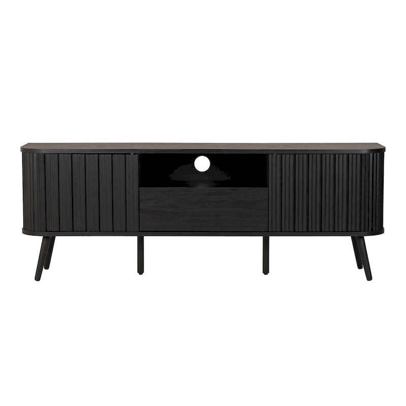70 inch gebogen tv-meubel met lade en opbergdeuren