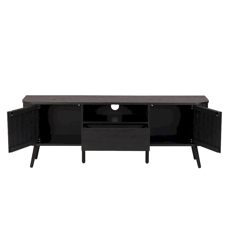 70 inch gebogen tv-meubel met lade en opbergdeuren