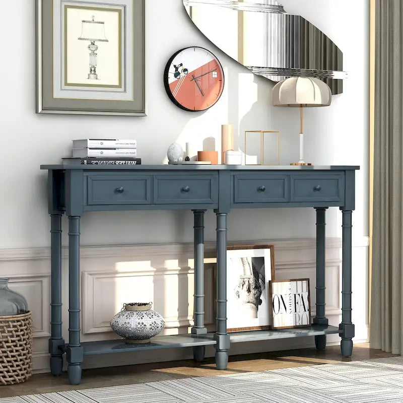 Wandtafel met twee lades en onderste plank