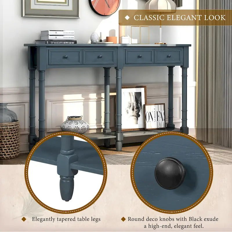 Wandtafel met twee lades en onderste plank