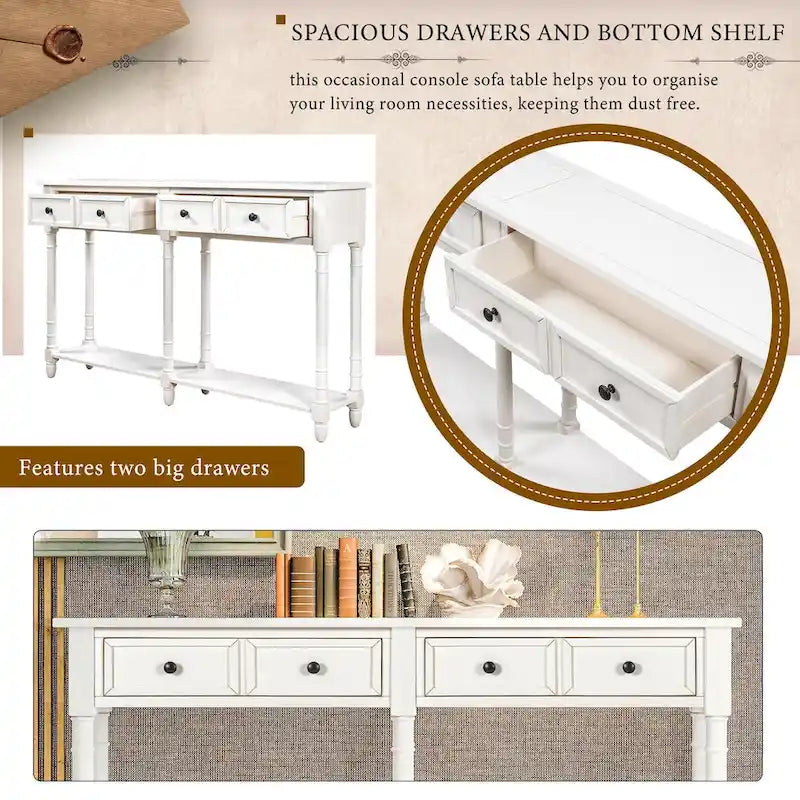 Wandtafel met twee lades en onderste plank