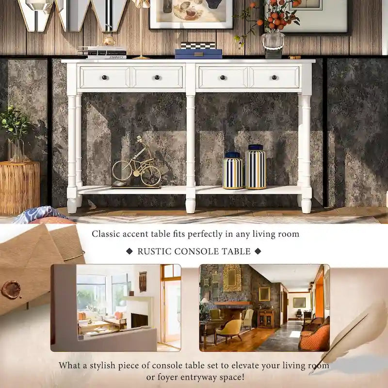 Wandtafel met twee lades en onderste plank