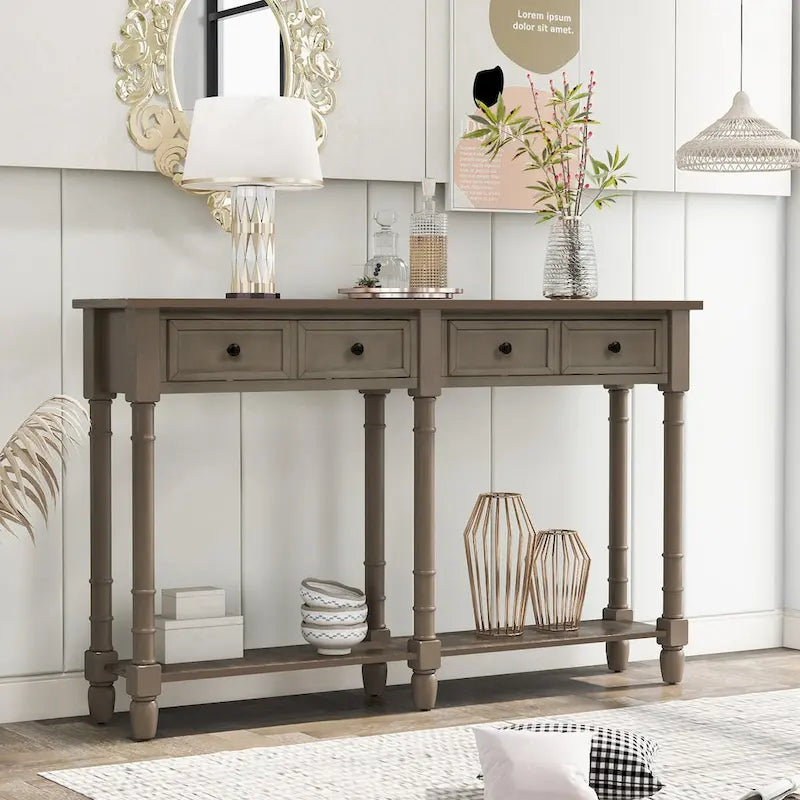Wandtafel met twee lades en onderste plank