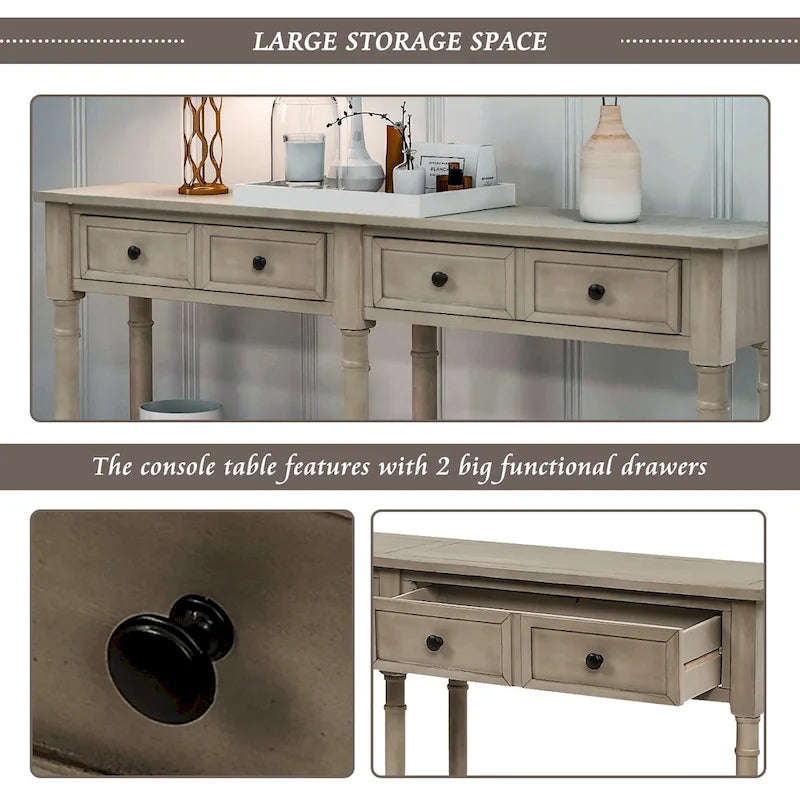 Wandtafel met twee lades en onderste plank