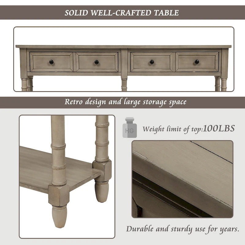 Wandtafel met twee lades en onderste plank