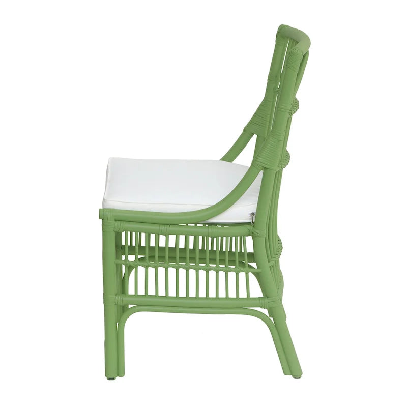 Rotan Eetkamerstoelen met Lattenrug en Kussens, Set van Twee