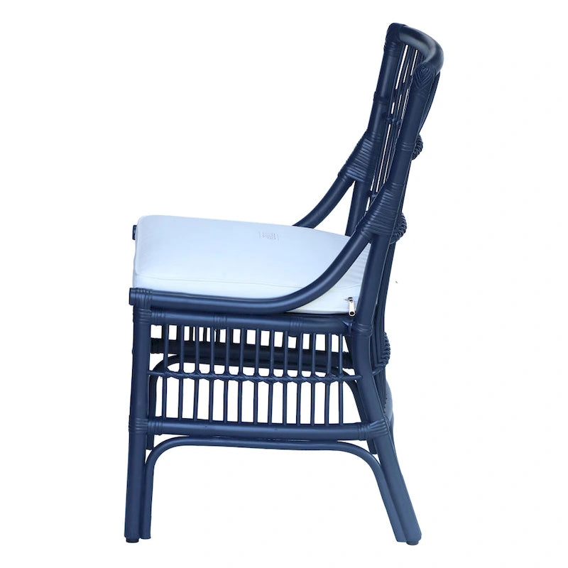 Rotan Eetkamerstoelen met Lattenrug en Kussens, Set van Twee