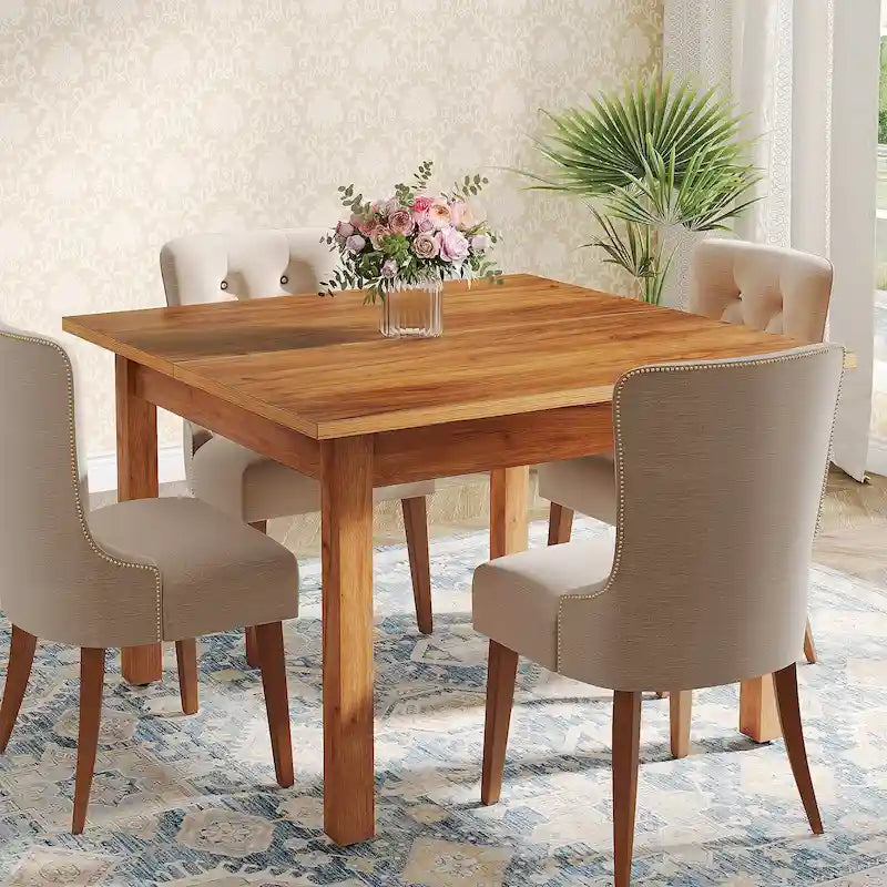 39,4" vierkante eettafel met massief houten poten, geschikt voor 2-4 personen