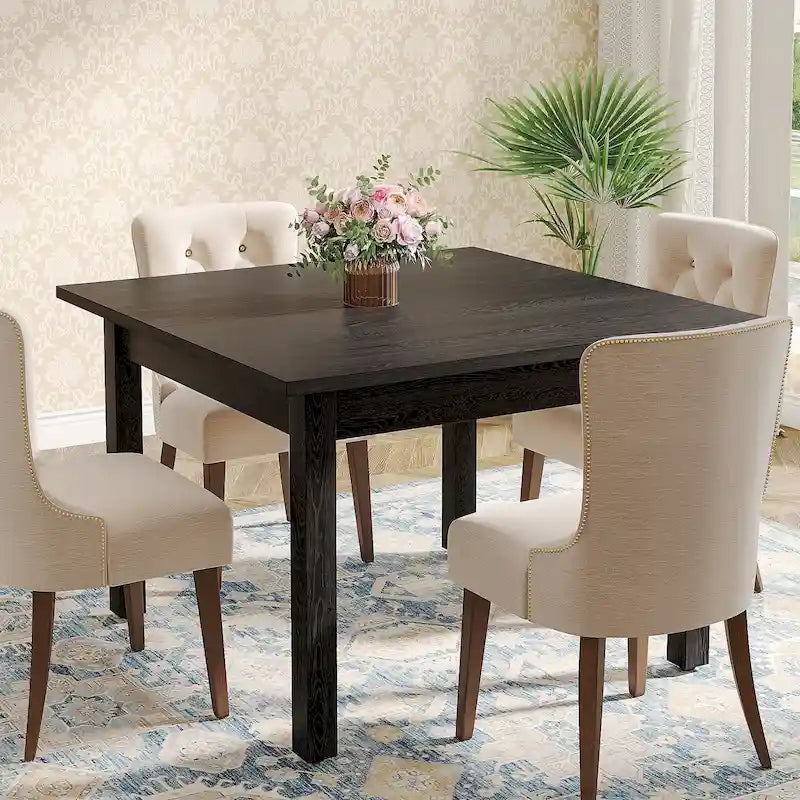 39,4" vierkante eettafel met massief houten poten, geschikt voor 2-4 personen