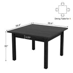 39,4" vierkante eettafel met massief houten poten, geschikt voor 2-4 personen