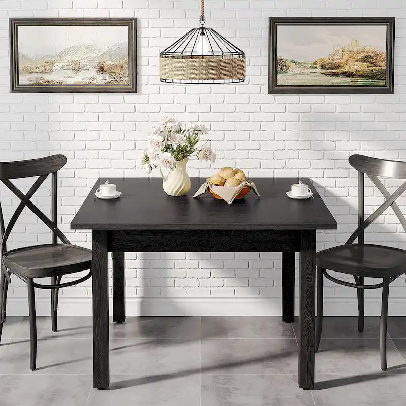 39,4" vierkante eettafel met massief houten poten, geschikt voor 2-4 personen