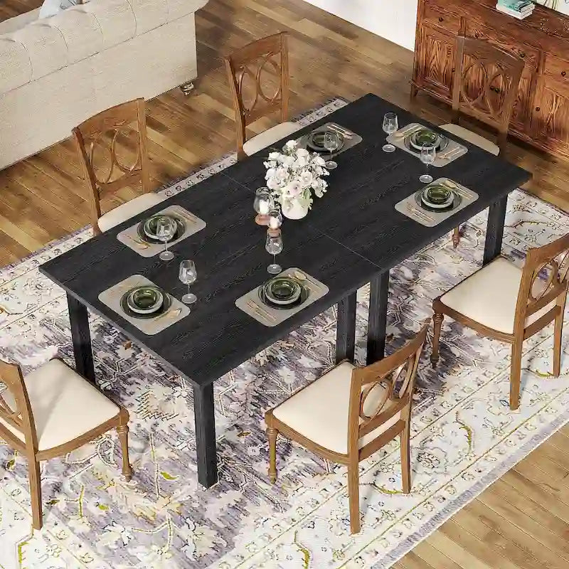 39,4" vierkante eettafel met massief houten poten, geschikt voor 2-4 personen
