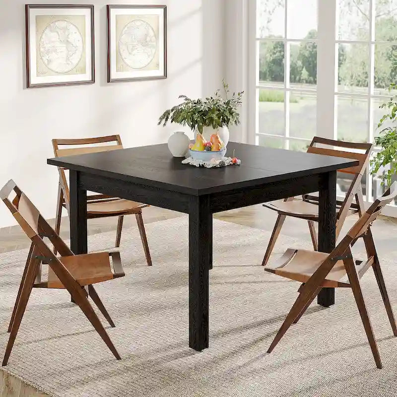 39,4" vierkante eettafel met massief houten poten, geschikt voor 2-4 personen